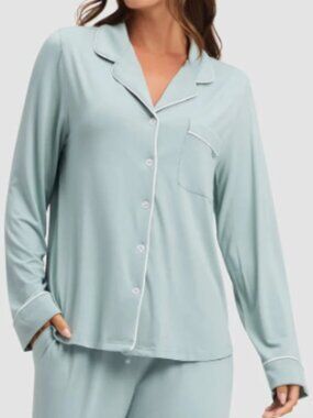 Cozy Earth Bamboo Stretch-Knit Long Sleeve Pajama Set XXL 2XL Powder Blue NWT
